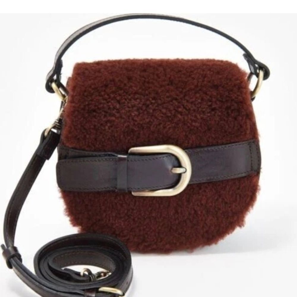 Patricia Nash Dark Brown Shearling Crossbody Bag Womens Handbag Purse Tote Carry